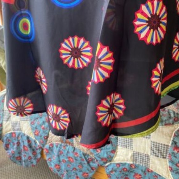 New *GORGEOUS Neon BRIGHT & BLACK Silky Asymmetric Hem CRUISE Resort SUNDRESS -S - Picture 8 of 10